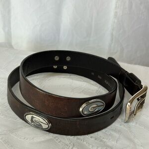 GEORGIA BULL DOGS Dark brown genuine leather men’s belt. Size 38.